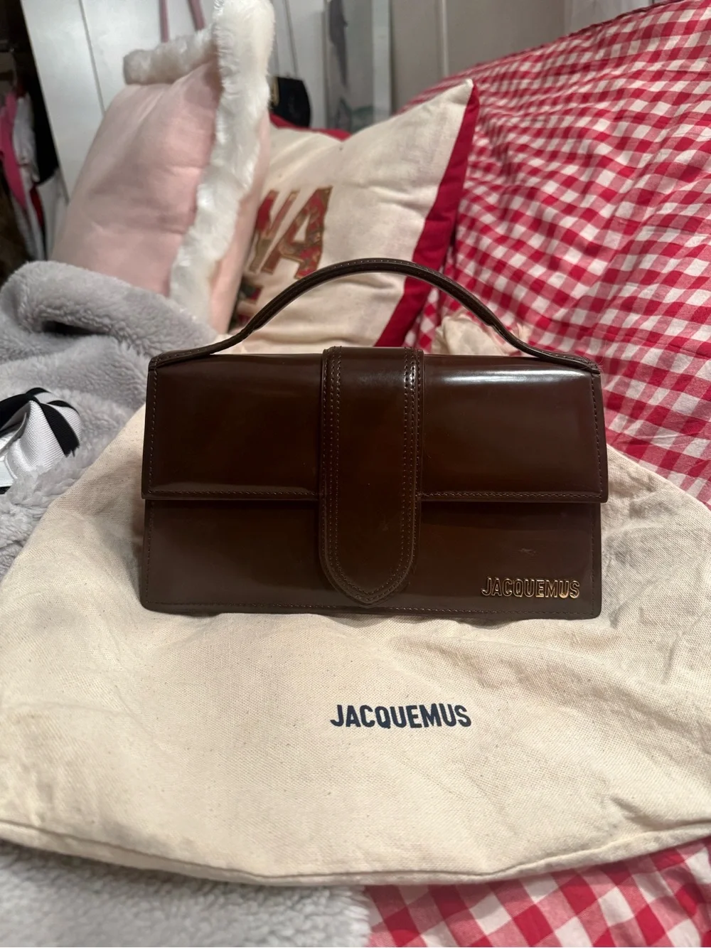 Jacquemus Dark Brown Leather Top-Handle Mini Bag